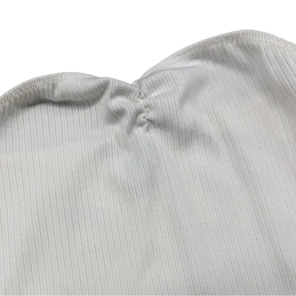White Ribbed Strapless Bodysuit - Picture 3 of 4